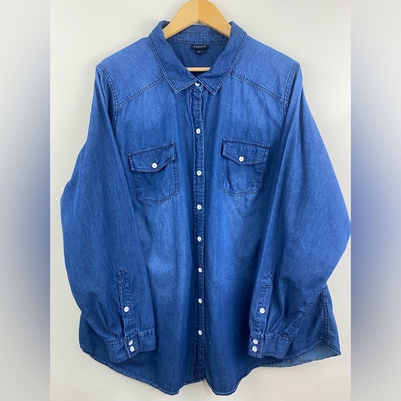 Torrid Women’s Size 3X Taylor Medium Wash Denim Button-Down Shirt - Picture 3 of 10
